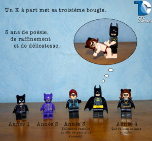 Batman Catwoman Lego DC Comics DTC Troisième anniversaire blog littéraire Un K à part