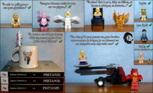 Tiphaine Croville interview Halliennales Lego avec un tutu rose Gollum Batman pégase licorne dragon Dobby catapulte