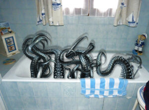 Salle de bains baignoire tentacules Cthulhu