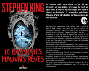 Couverture Le bazar des mauvais rêves Stephen King Albin Michel