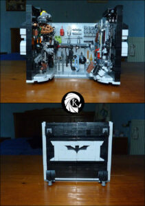 Batcave salle d'armes d'entraînement et d'équipement Lego MOC logo Dark Knight