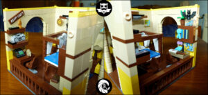 Batcave Lego MOC chambre bureau Batman Catwoman vue détaillée