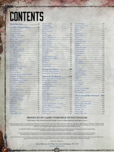 Codex Space Marines Chaos Warhammer 40K V8 Games Workshop table des matières